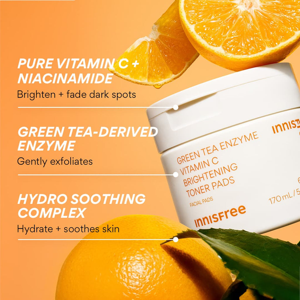 Innisfree Green Tea Enzyme Vitamin C Brightening Toner Pads