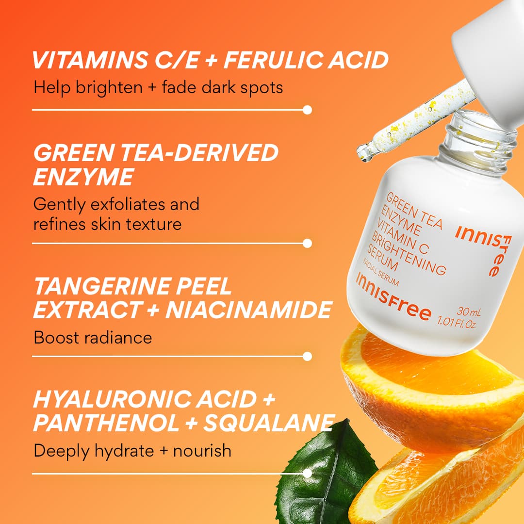 Innisfree Green Tea Enzyme Vitamin C Brightening Serum Best for Glowing Skin